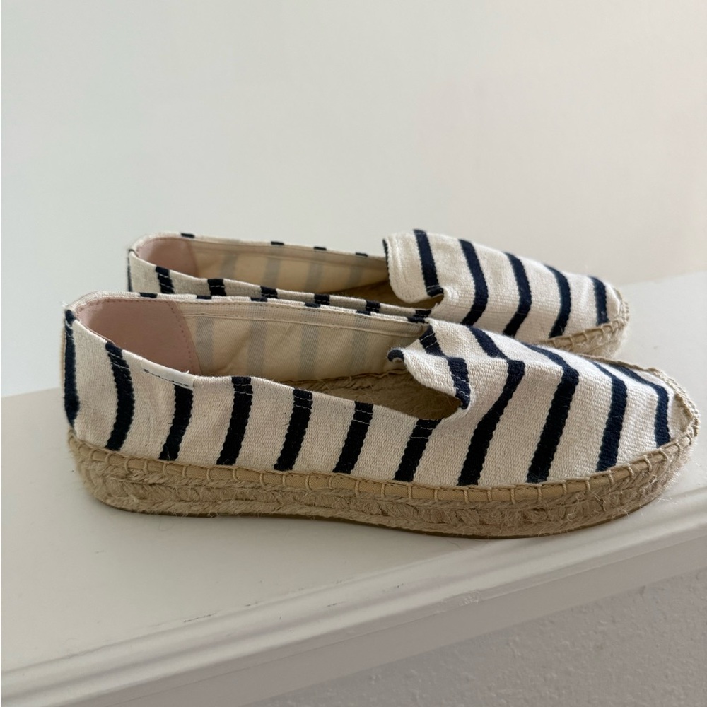 Soludos Navy and White Striped Espadrille Flats